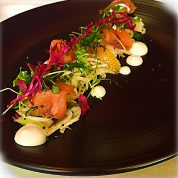 A Fennel salad with citrus and smoked salmon